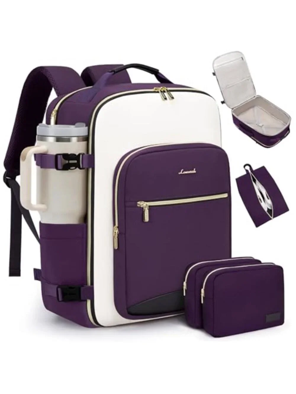 Carry On Travel Backpack 40L Personal Item Airline Approved With Packing Cubes